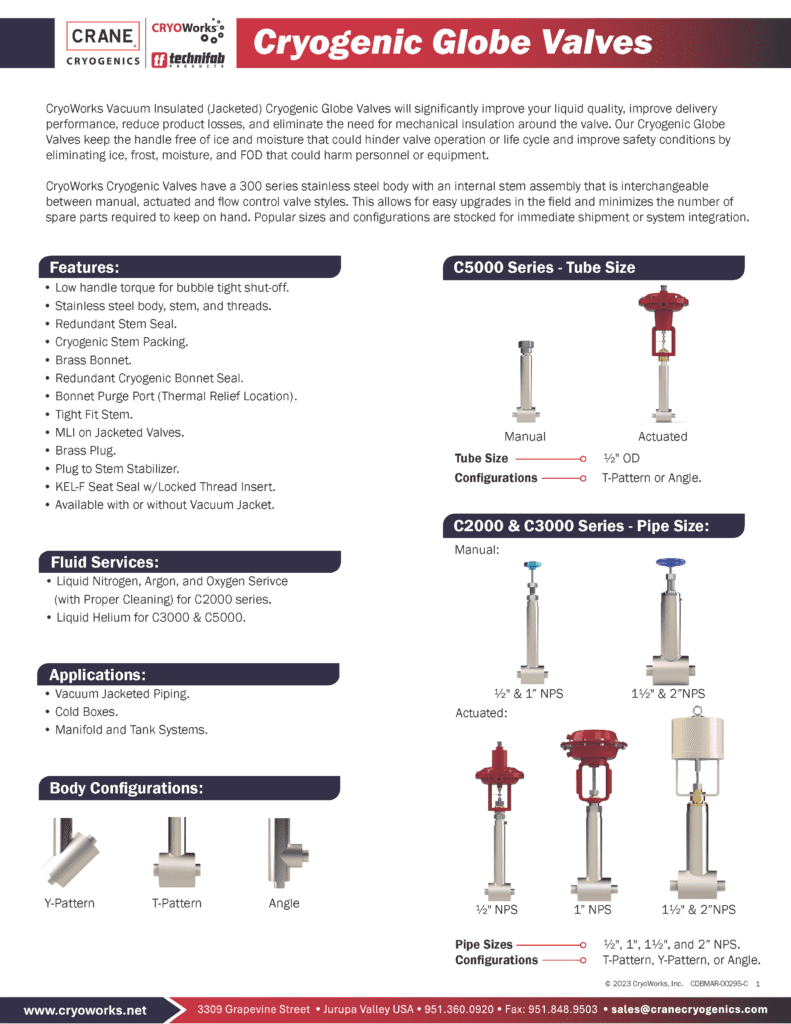 Cryogenic Globe Valves 6 4 25 CDBMAR 00295 C CRANE Cryogenics Page 1