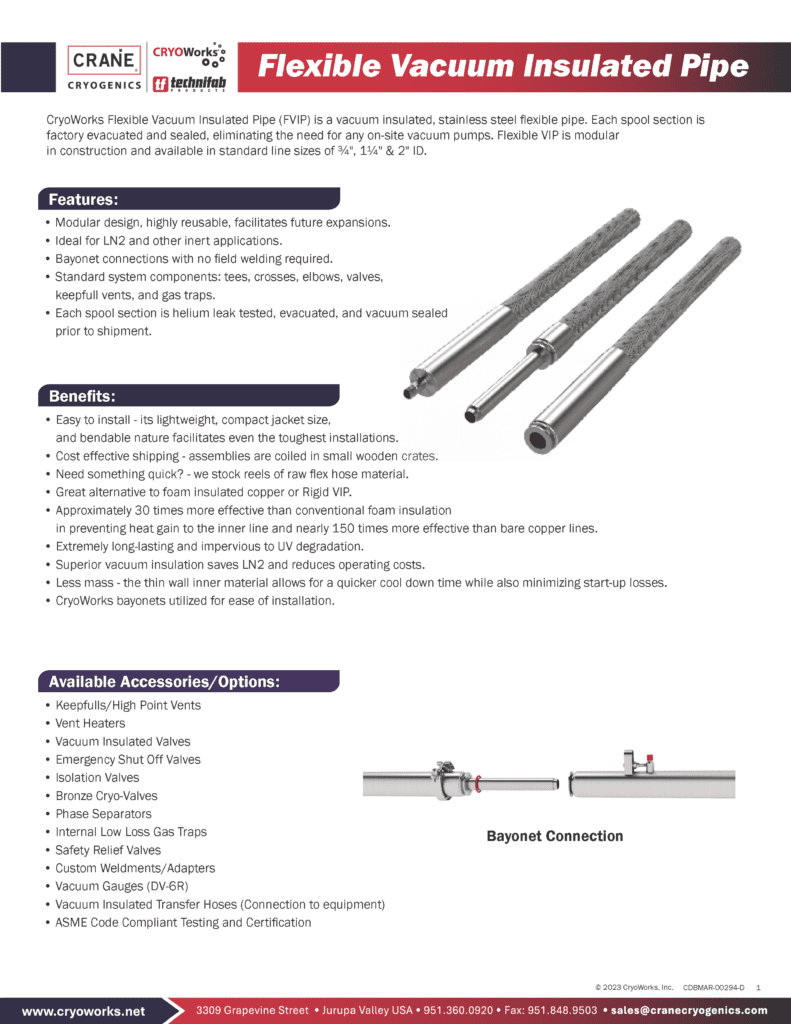 Flex Vacuum Insulated Piping 5 30 25 CDBMAR 00294 D CRANECryogenis Page 1
