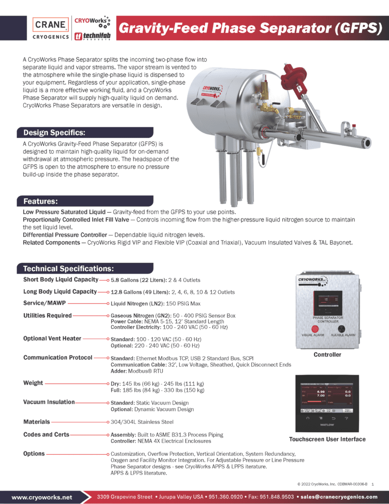 GFPS 6 5 25 CDBMAR 00306 B CRANECryogenics Page 1