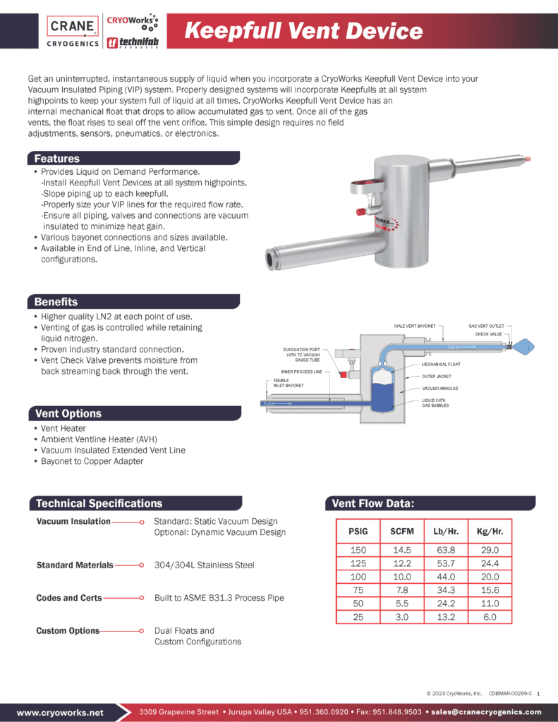 Keepfull Vent Device 6 5 25 CDBMAR 00299 C CRANECryogenics Page 1