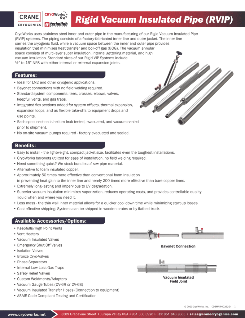 Rigid Vacuum Insulated Pipe 5 30 25 CDBMAR D CraneCryogenics Page 1