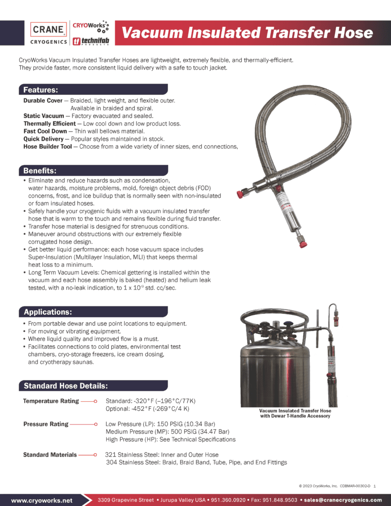 Vacuum Insulated Transfer Hose 5 30 25 CDBMAR 00302 D CRANECryogenics Page 1