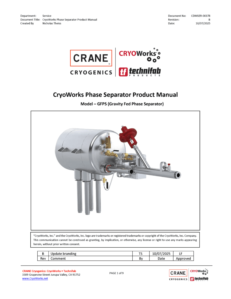 CDMSER 00378 GFPS Product Manual RevB Page 1